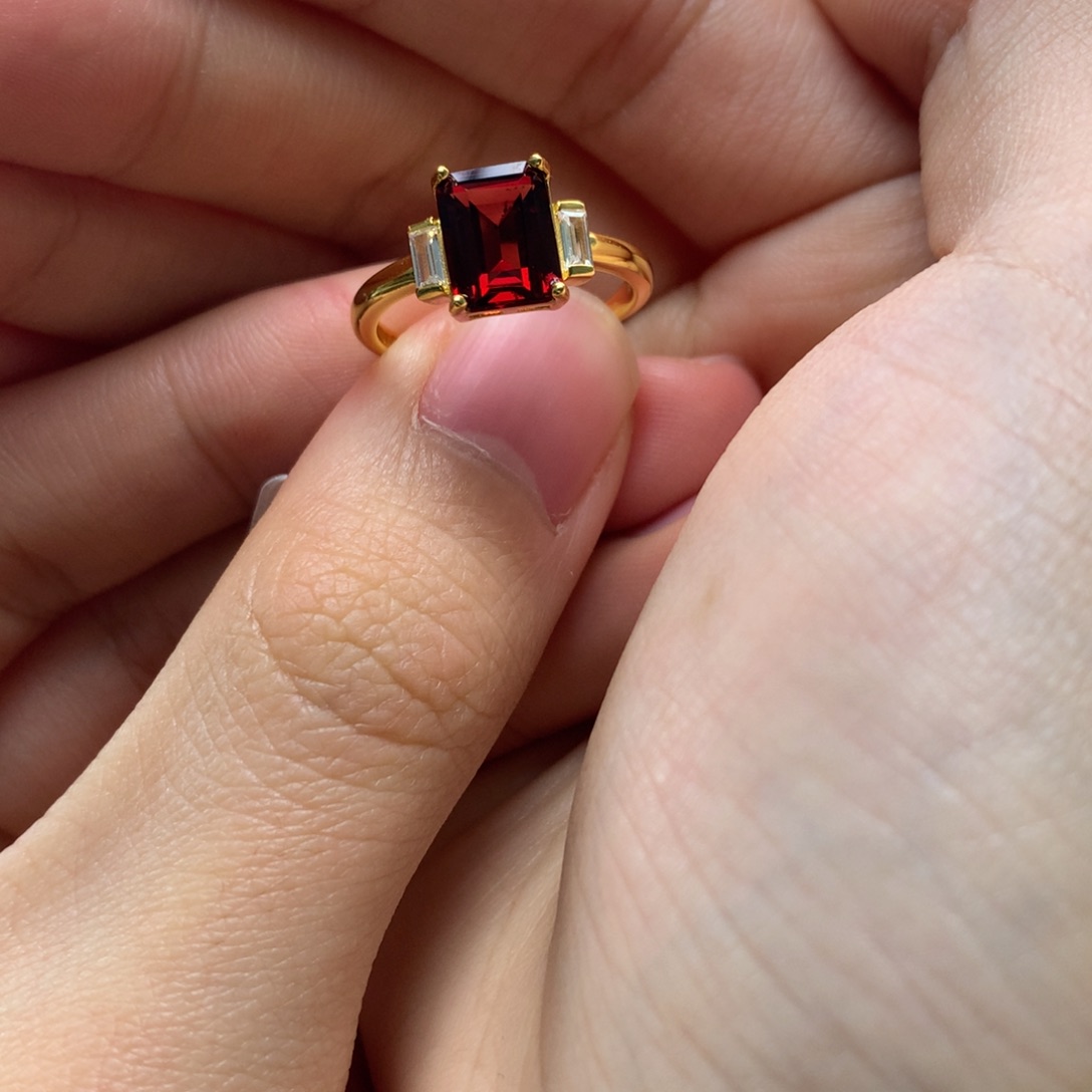 戒指银S925镶嵌石榴石