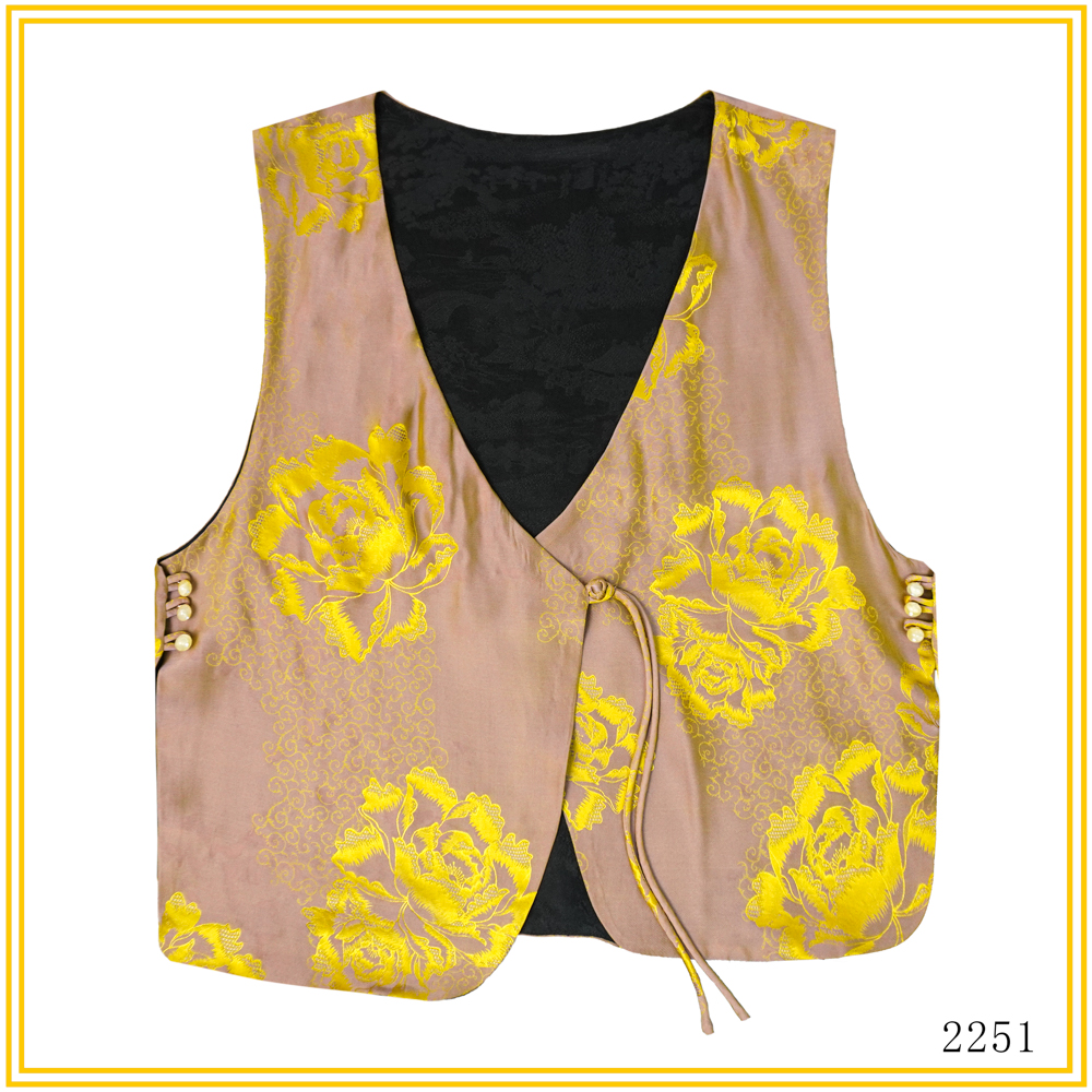 LL 2025新款香云纱锦缎双面穿国风时尚宽松上衣马甲2251-1