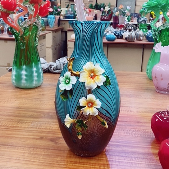 琉璃花瓶高34厘米口径7厘米