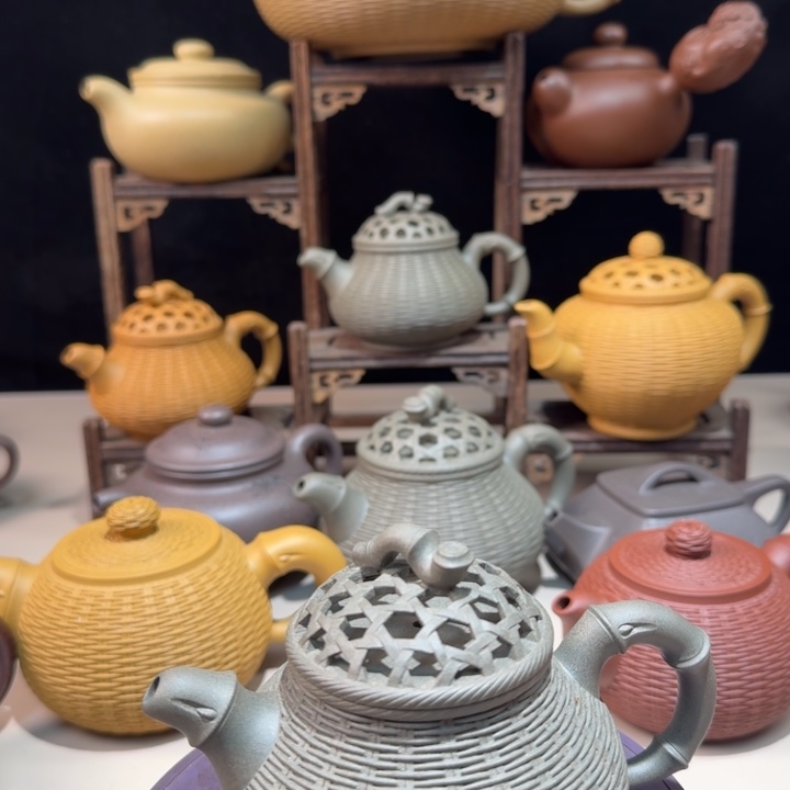 茶壶紫砂原矿青段竹编潘壶