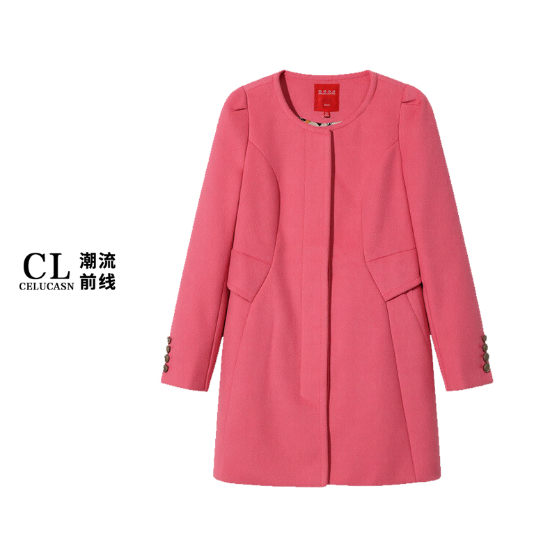 L4WBN0464#秋冬季女装毛呢外套时尚显瘦长款毛呢大衣