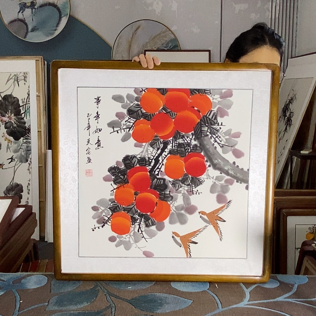 国画62✖️62厘米带框包邮国画作品