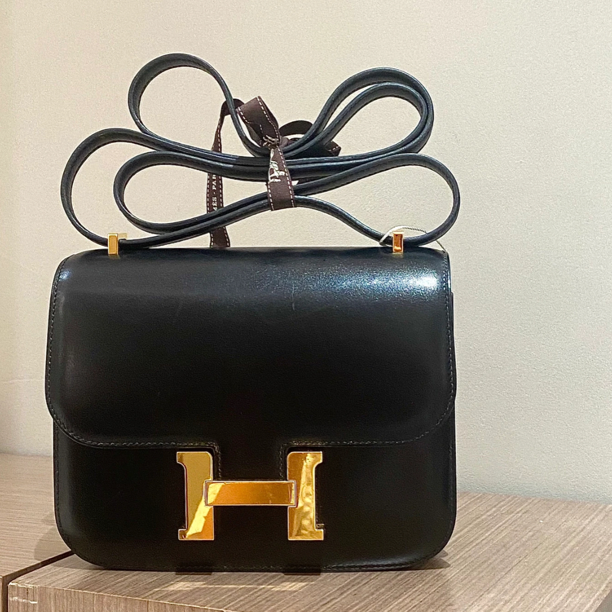 99新 Hermes/爱马仕 康康24黑金d刻单肩包