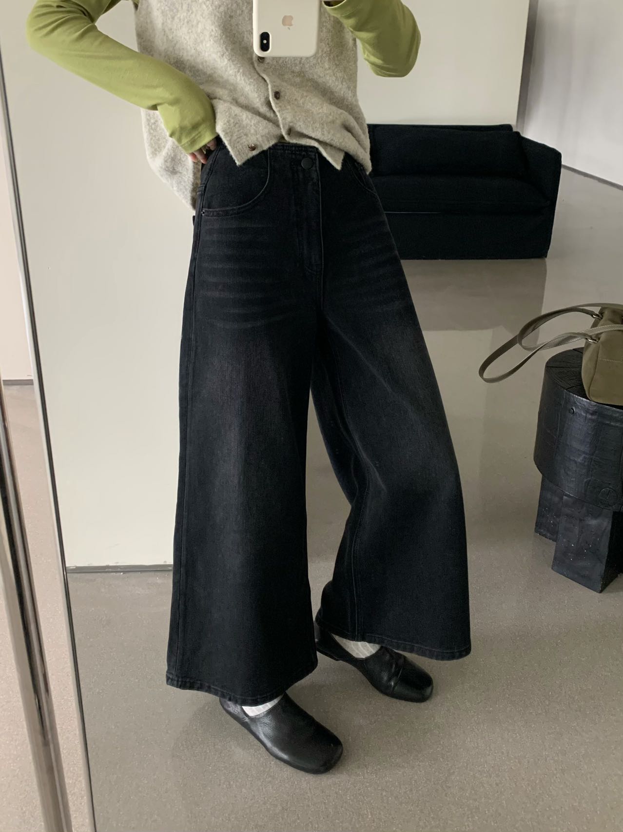 【慧慧精选】冬季新品 高货版简约洋气九分植绒阔腿裤