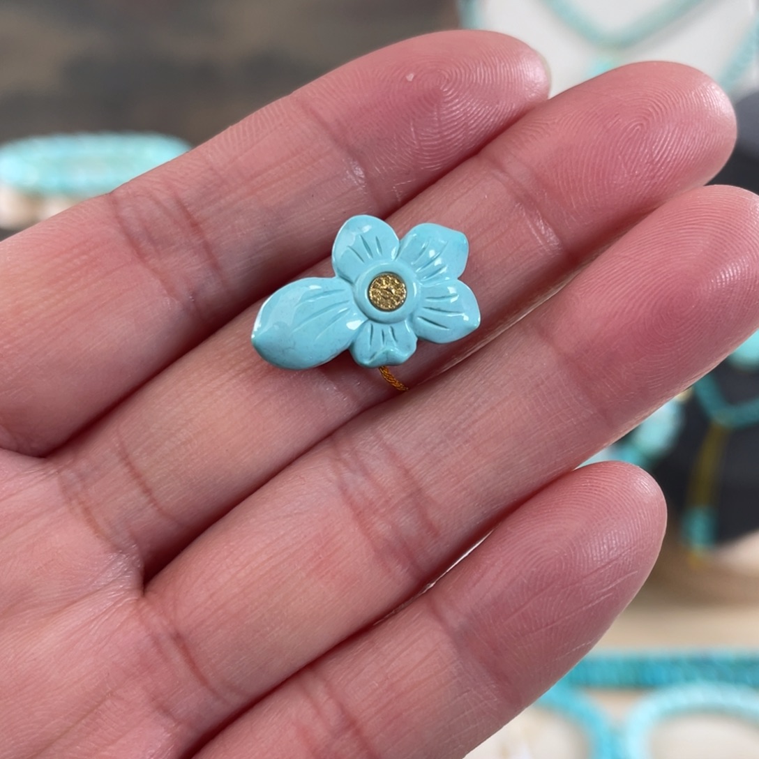 绿松石未镶嵌套链花花