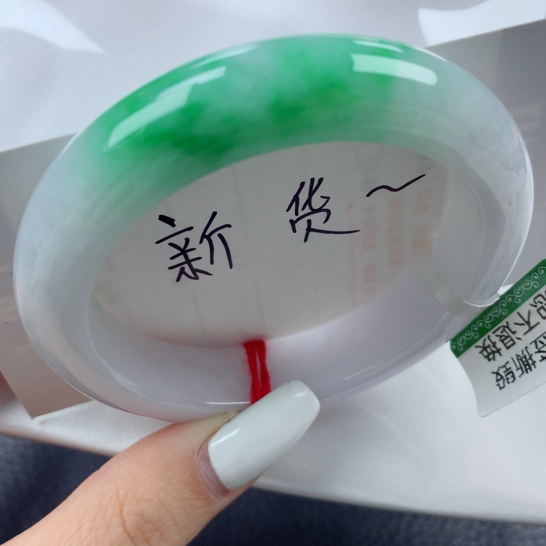 未镶嵌手镯翡翠阳春白雪高级色镯正圈52