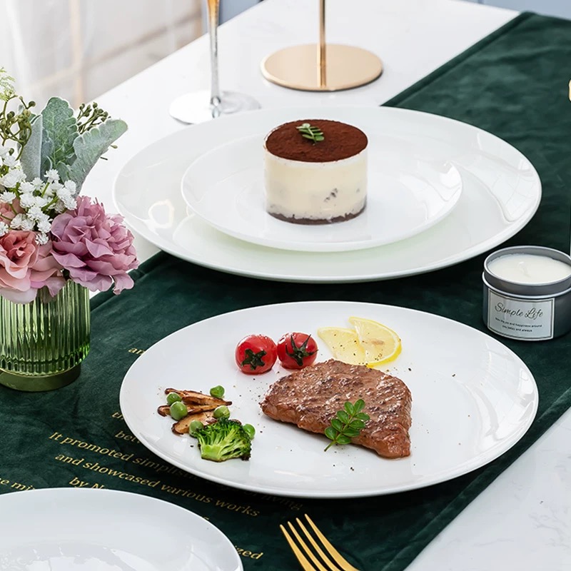 【高骨10.5月光大盘】纯白27㎝家用西餐盘牛排盘45%骨粉骨瓷 