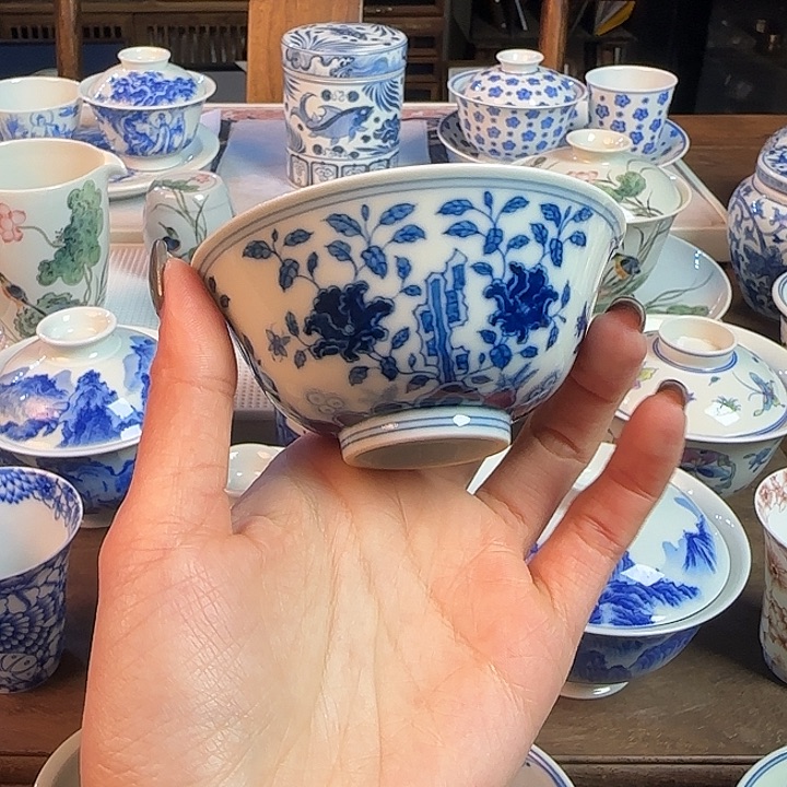 名窑口 山茶花主人杯放漏