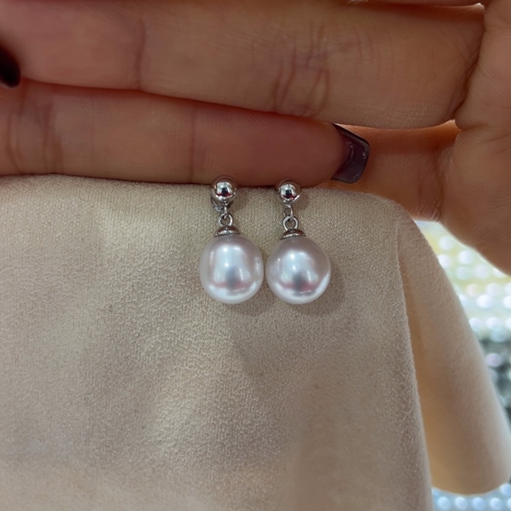 海水珍珠耳饰银S925镶嵌