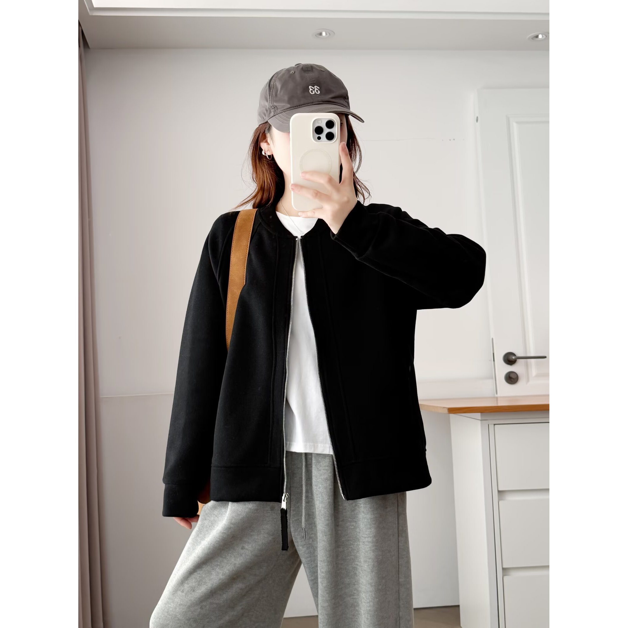 大码女装 胸108-132 圆领外套棒球服8807#