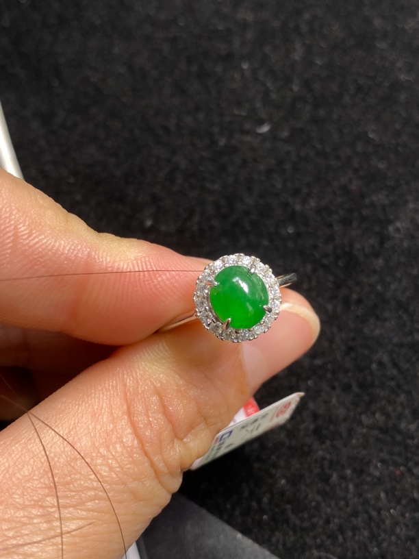 蛋面戒指925银翡翠A货