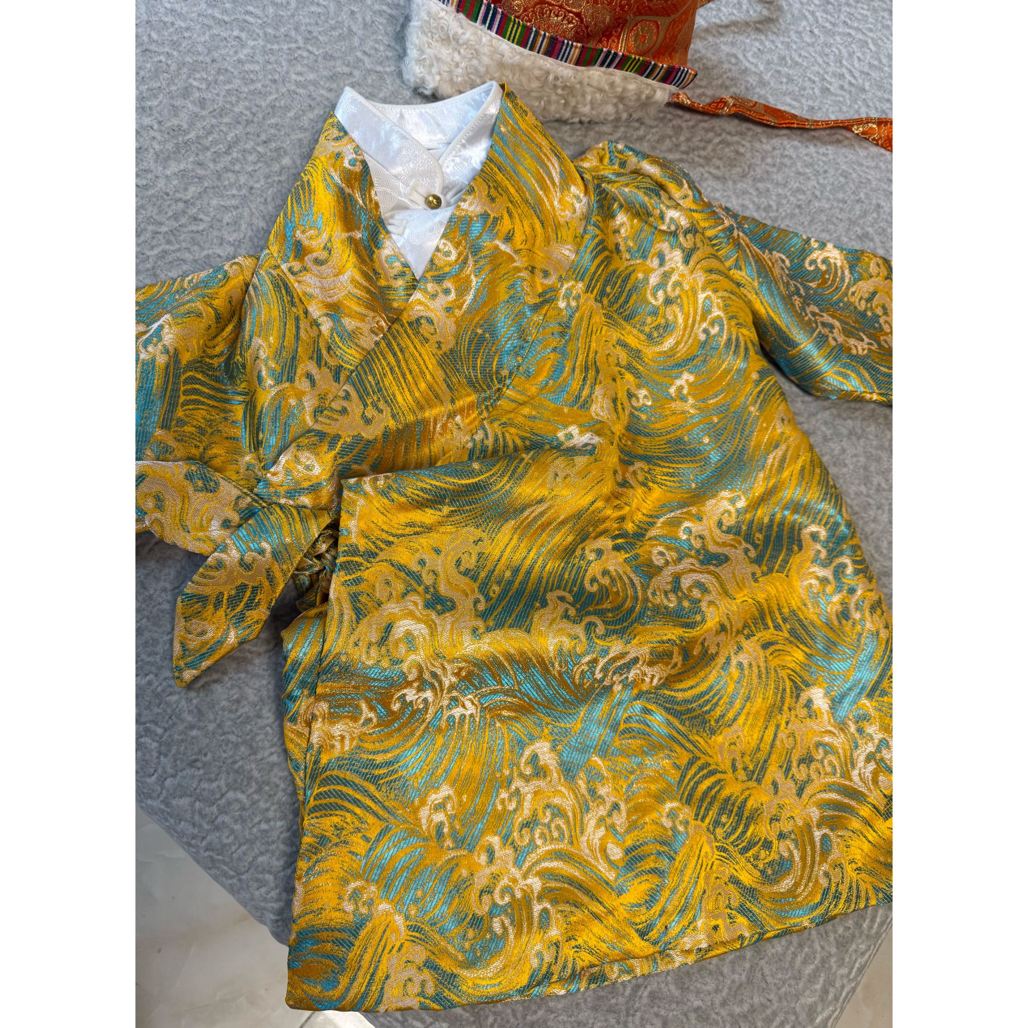 藏式小孩复古中国风夏季中式小童藏袍服装藏装民族风藏服民族服