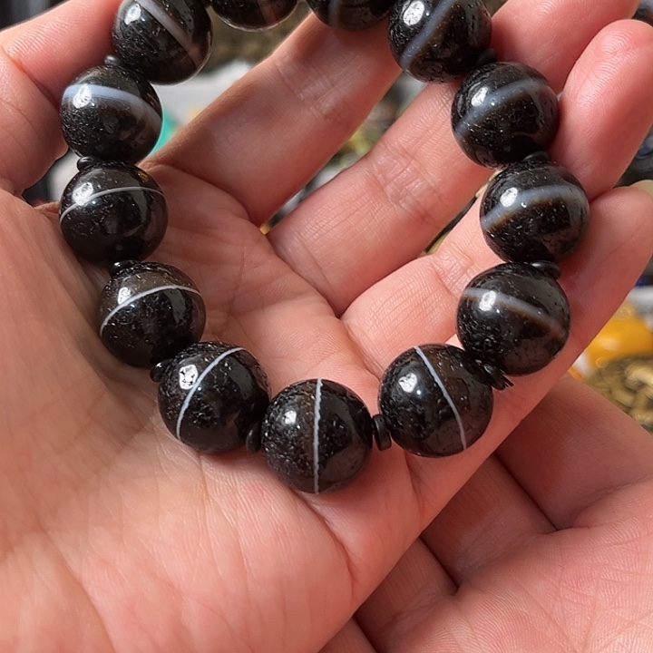 玛瑙/玉髓手链未镶嵌上帝朵朵，强哥精品药师珠手链