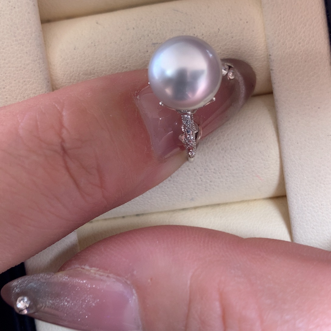 海水珍珠戒指18K金镶嵌