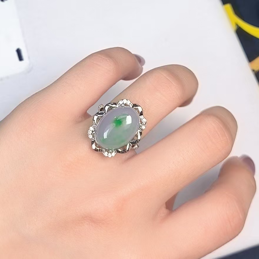 （聚宝严选）B51紫绿f椭圆大蛋面戒指精致精美气质时尚百搭妈妈款