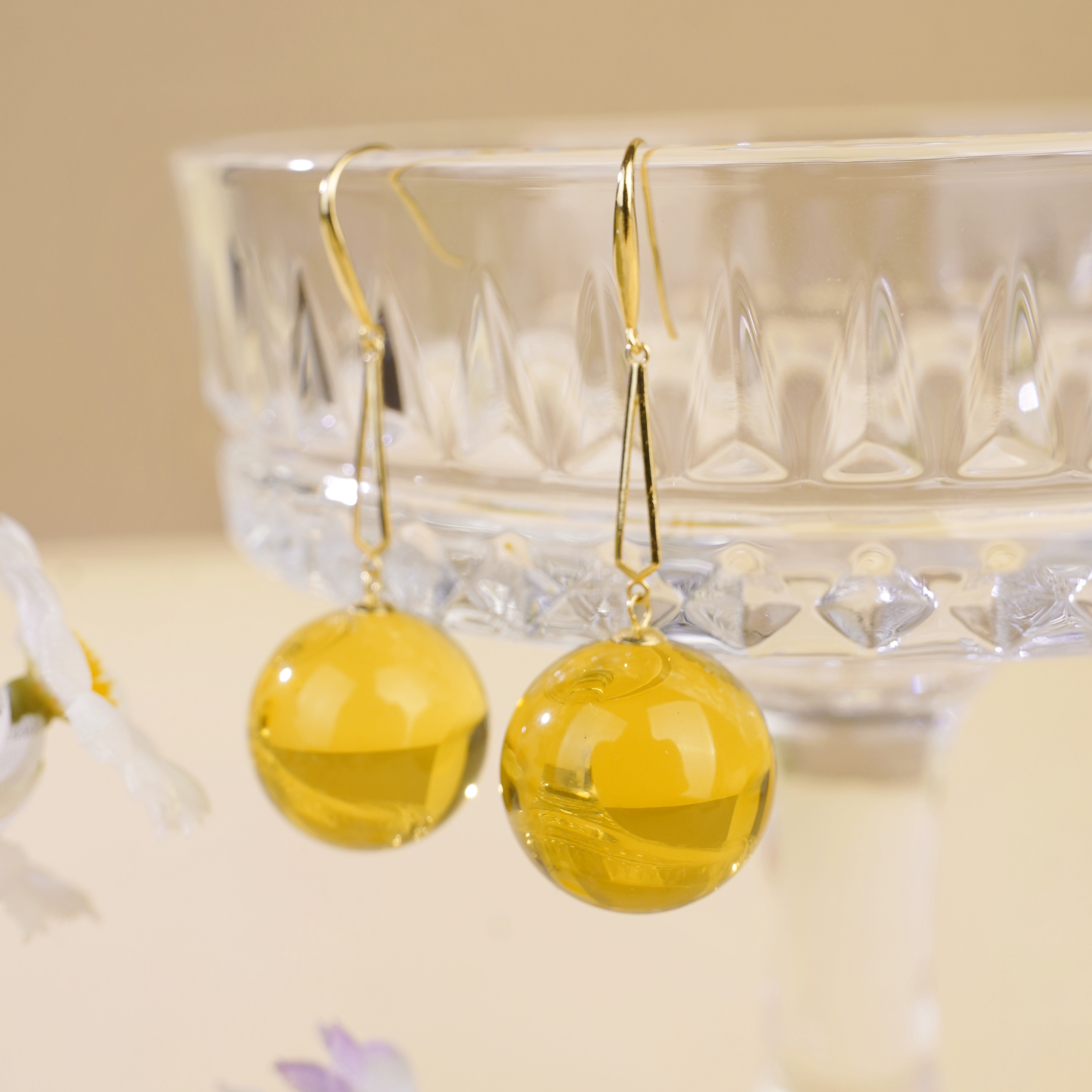 心悦印天然珠宝A0791琥珀蓝珀圆珠耳环多样性发一）