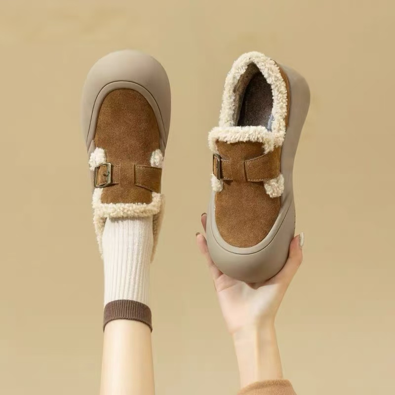 厚底勃肯鞋子女毛毛鞋2025冬季新款加绒保暖雪地鞋百搭棉鞋001