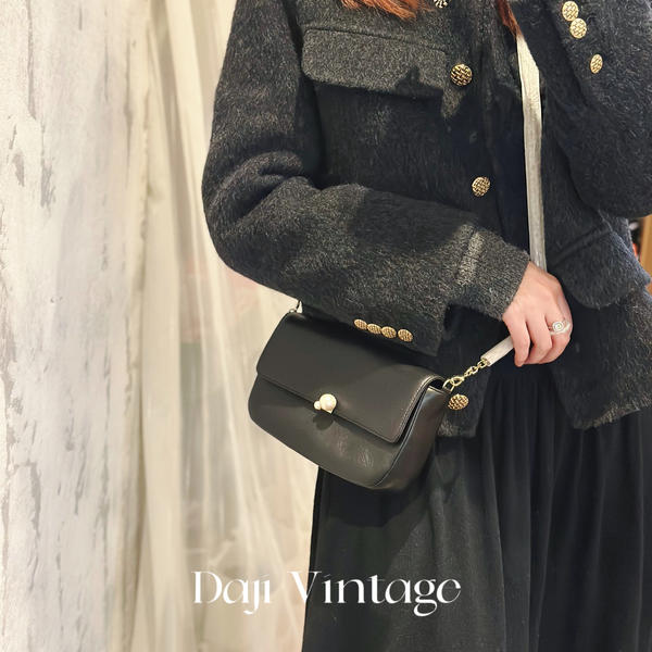 大吉中古/DIOR迪奥黑色珍珠扣斜挎包