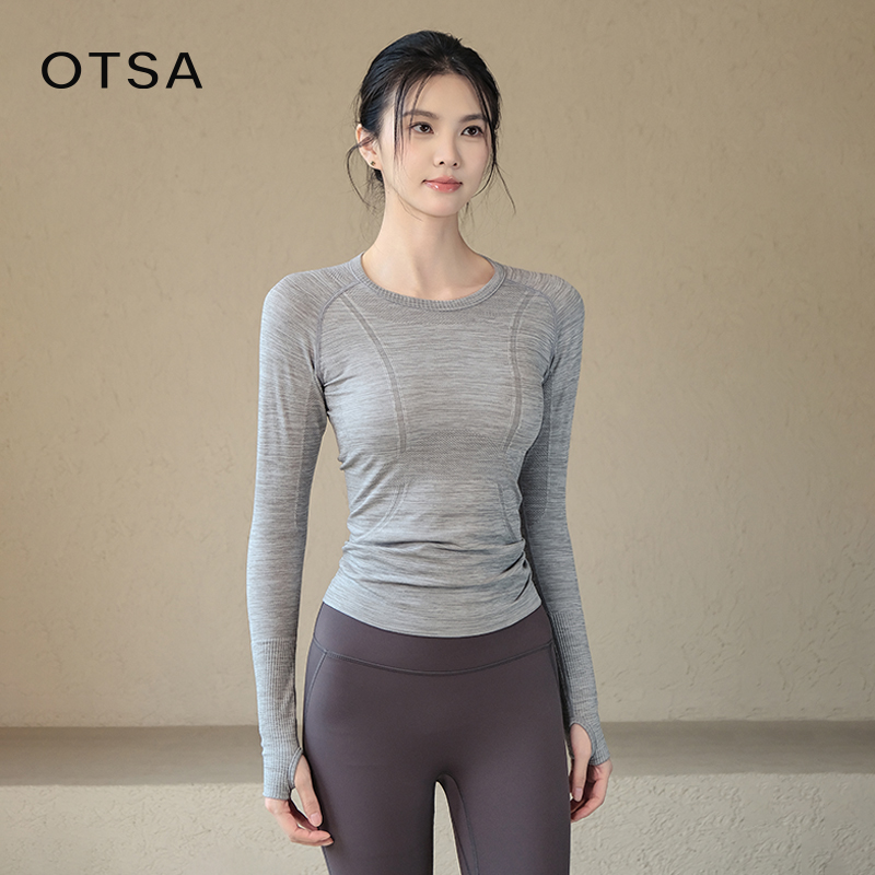 【OTSA】速干显瘦运动上衣跑步T恤女紧身瑜伽服专业普拉提训练健身