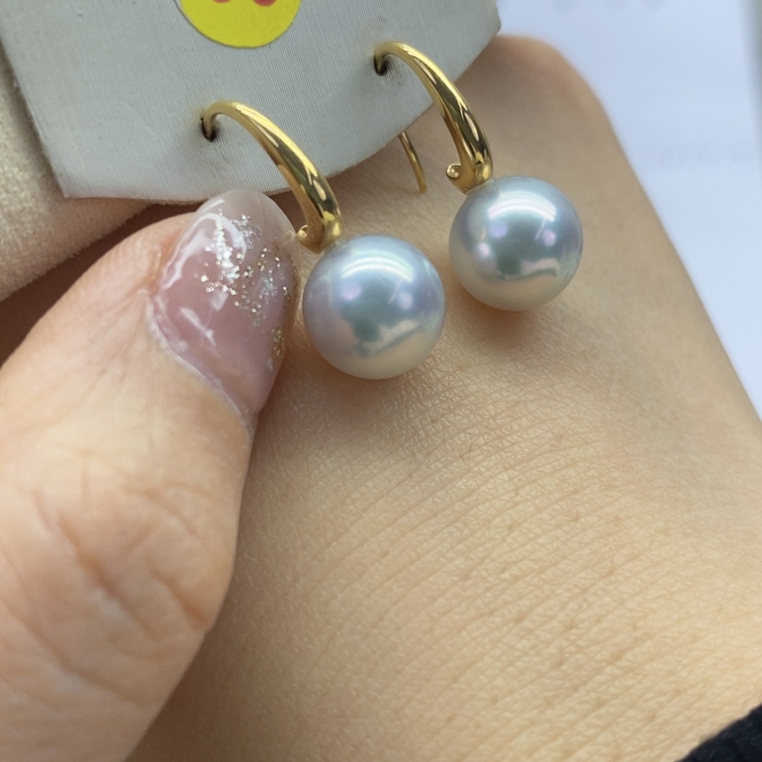 18K金镶嵌耳饰海水珍珠10.8