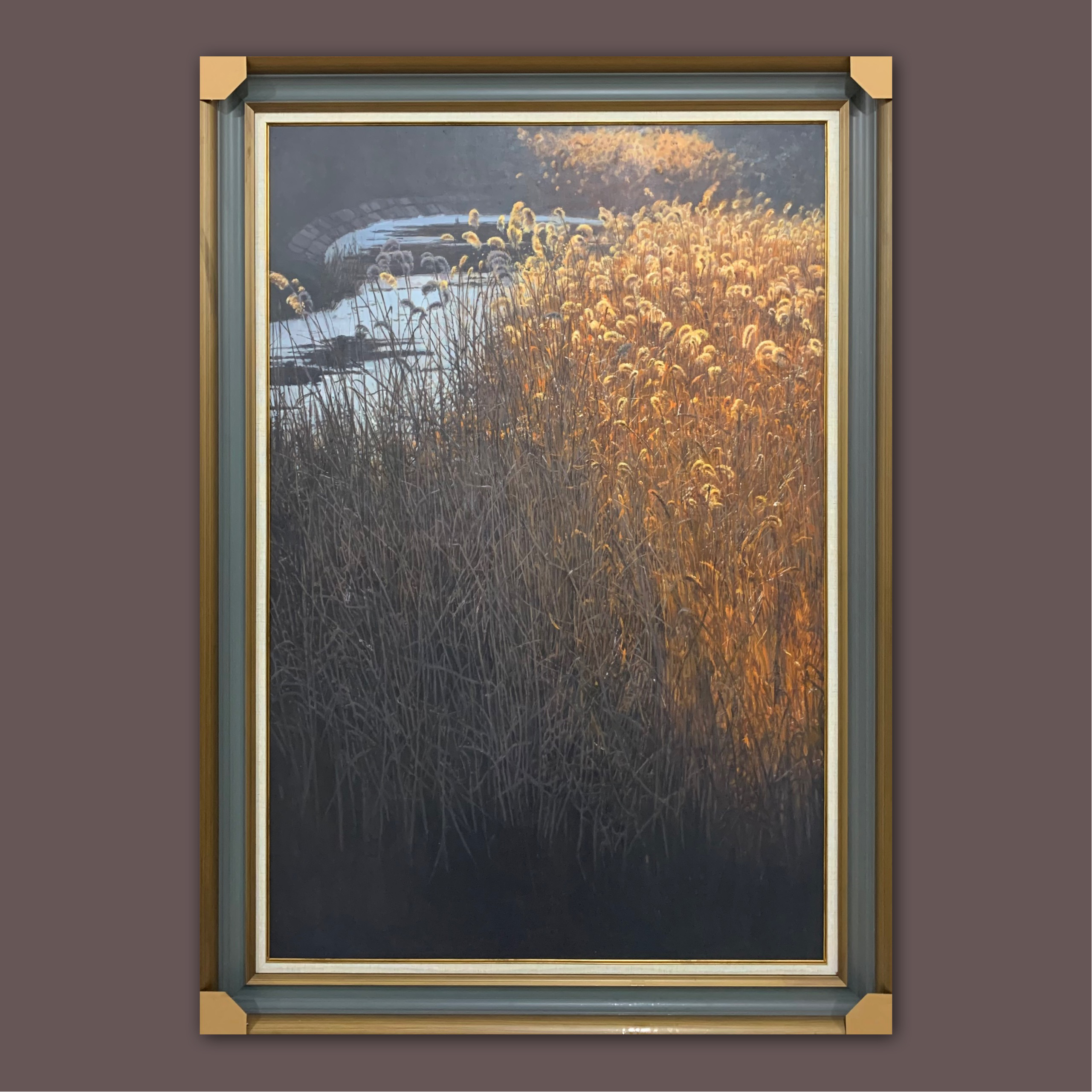 艺弘羽艺术 原创芦苇风景油画收藏 带框95×135