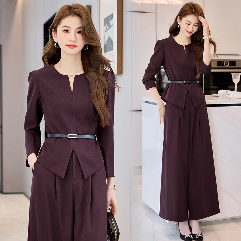 2025年春季时尚气质套头两件套修身显瘦休闲长裤套装裤