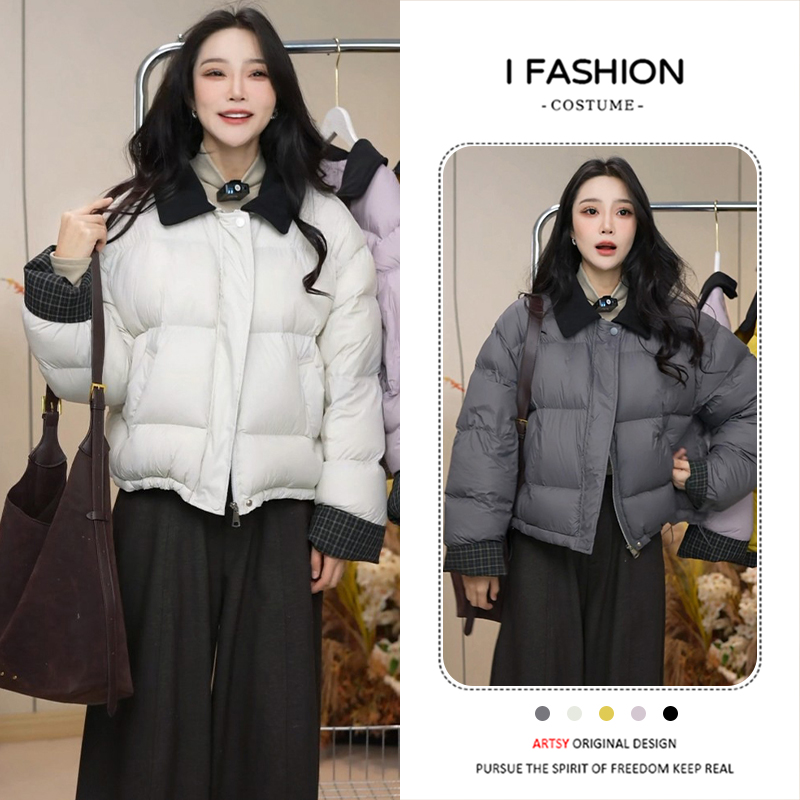 高级感时尚百搭翻领羽绒棉服女2025新款冬季加绒棉衣加厚保暖外套