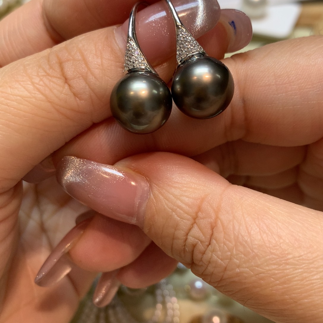 海水珍珠耳饰银S925镶嵌