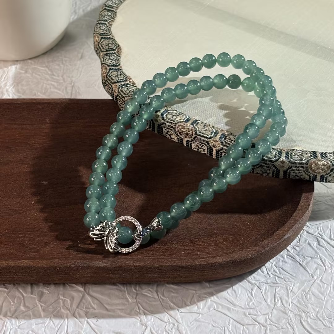【七七专属】s925翡翠项链/多样性发一 46cm/6mm KT0590015