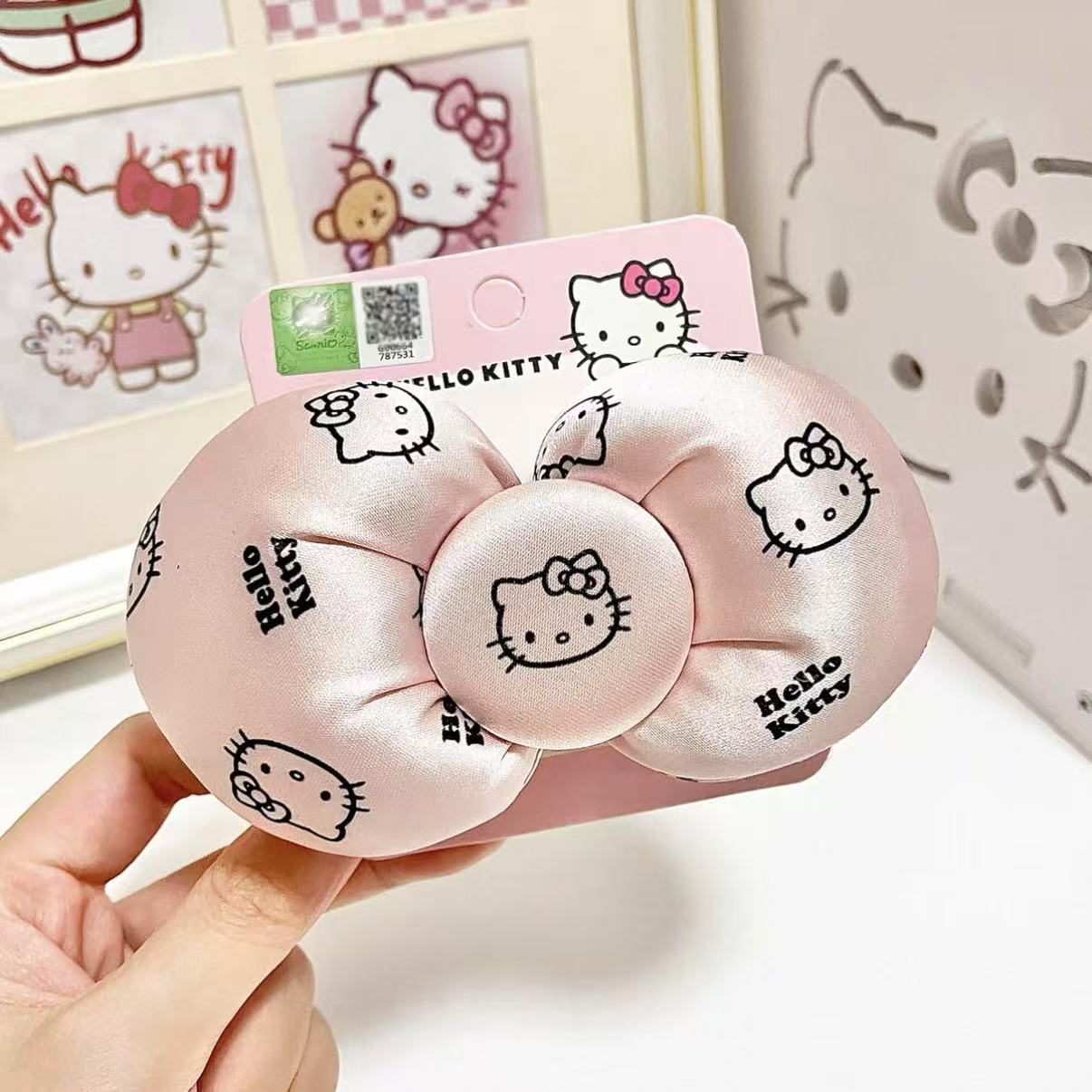 三丽鸥可爱凯蒂猫蝴蝶结发夹发圈满印发饰少女心卡通