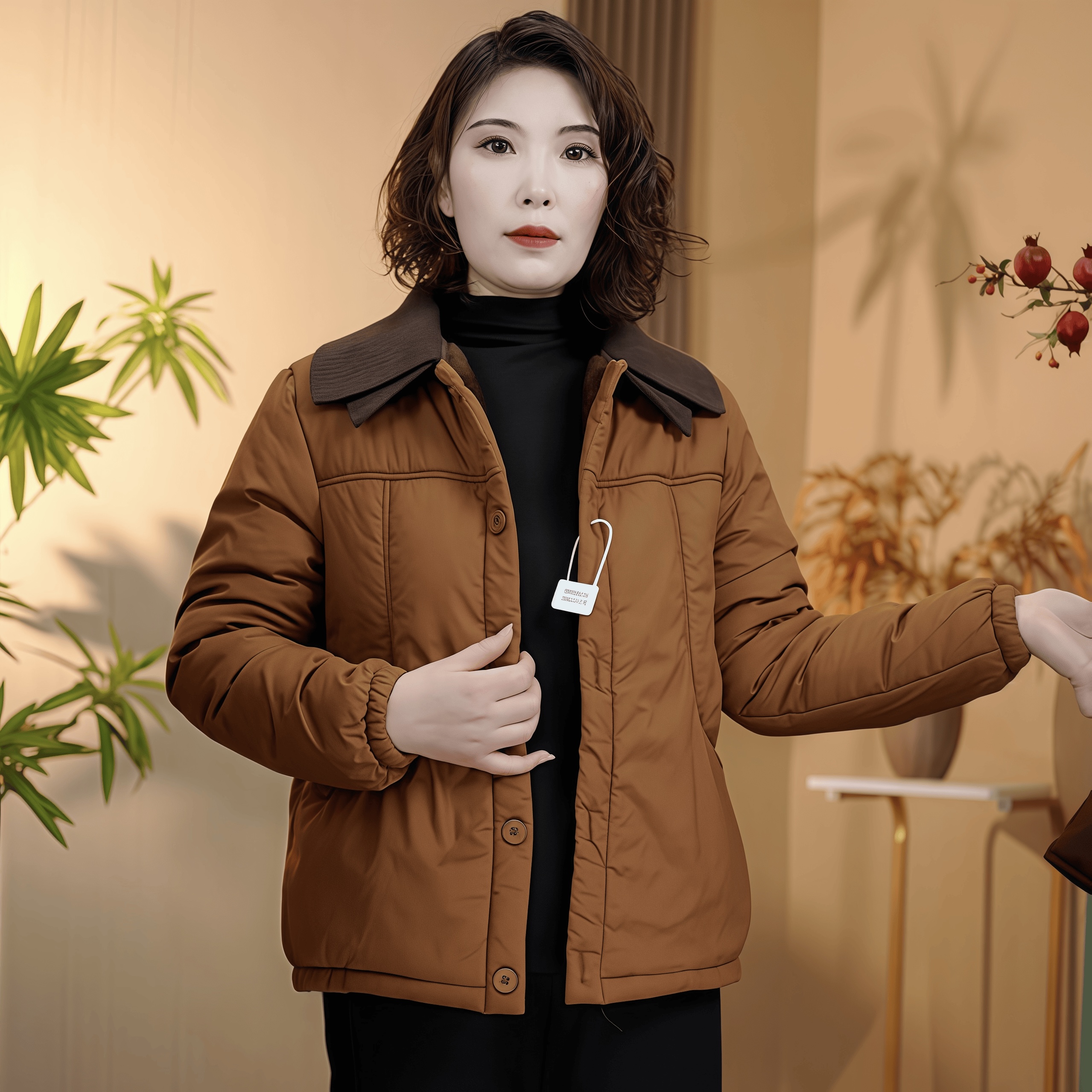 【正版】新款冬季百搭时尚口袋棉衣棉服女士保暖加绒加厚