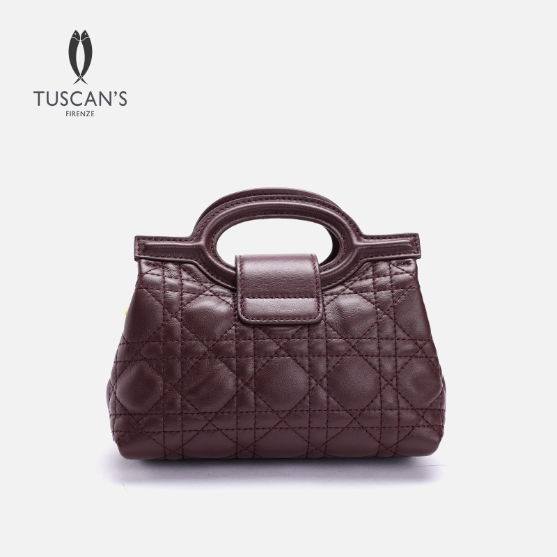 TUSCAN'S小香风手提手拎包小包包女菱格链条包羊皮斜挎包时代双鱼