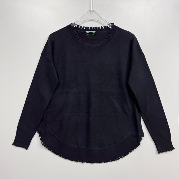 2601012  Z系V系毛边山羊绒针织衫女打底圆领纯色25秋冬新款