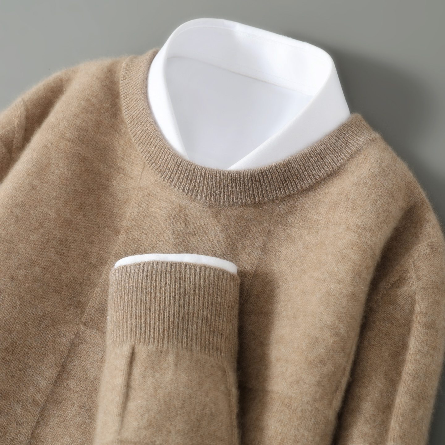 羊毛衫圆领纯色休闲简约套头毛衣时尚商务宽松大码内搭打底衫上衣