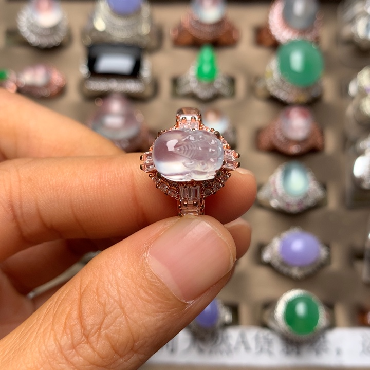 翡翠合金戒指翡翠高冰白冰貔貅