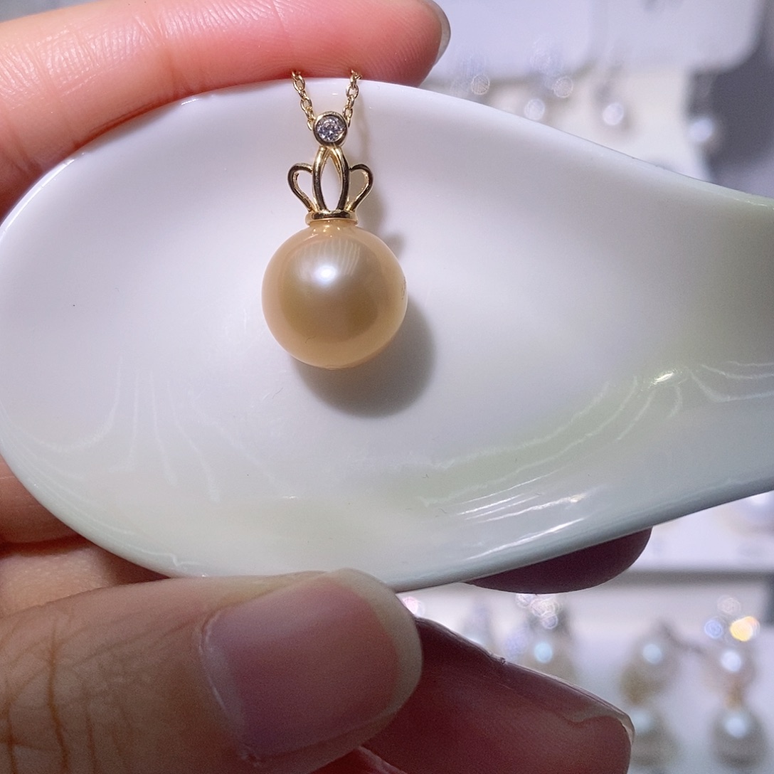 淡水珍珠吊坠(赠链)银S925镶嵌尺寸11/12毫米