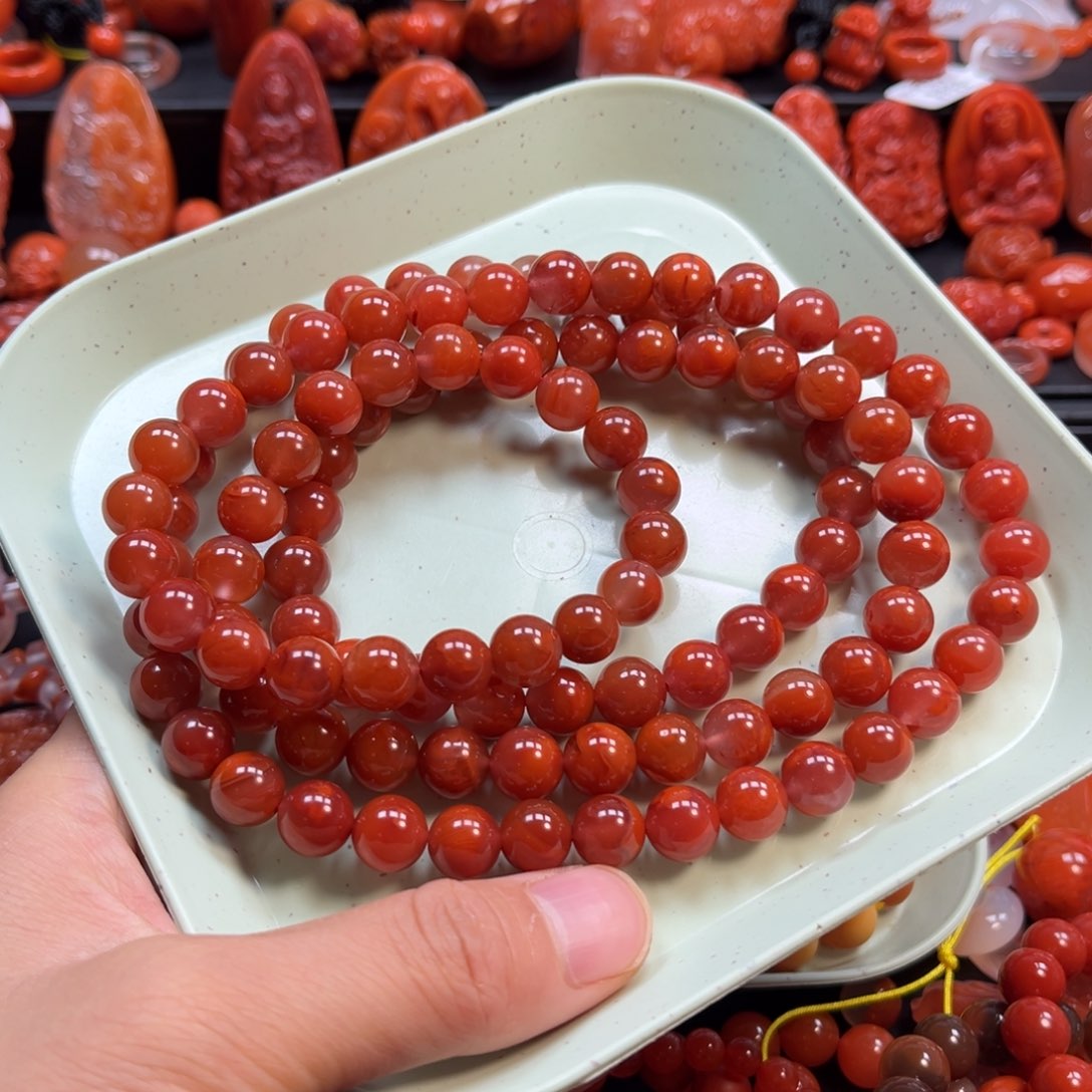 南红玛瑙手串9.5mm未镶嵌