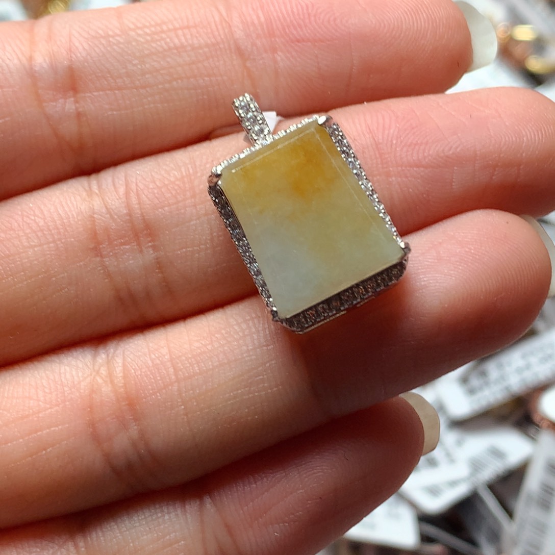 翡翠戒指银S925镶嵌天然翡翠耳饰