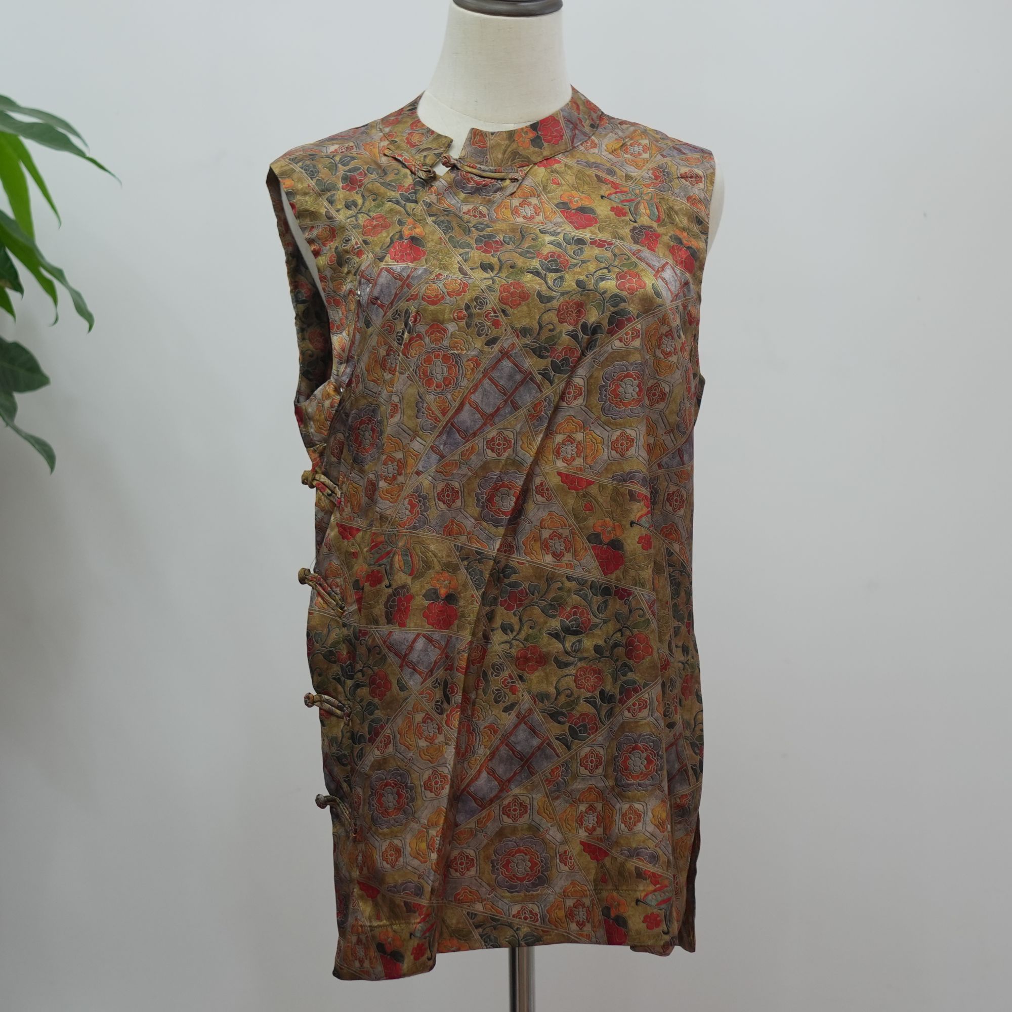 【乌金碎花】碎花衬衫斜襟连衣裙网红中国风中式常规提花夏季时尚