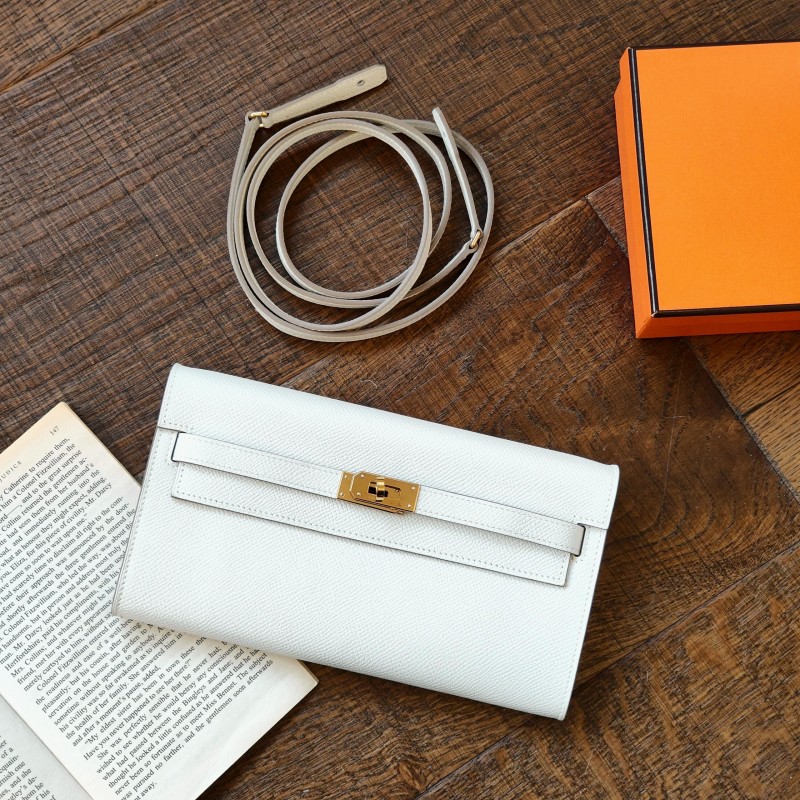 95新 Hermes/爱马仕 Azul- M4奶灰白金扣Epsom皮Kelly togo 52704