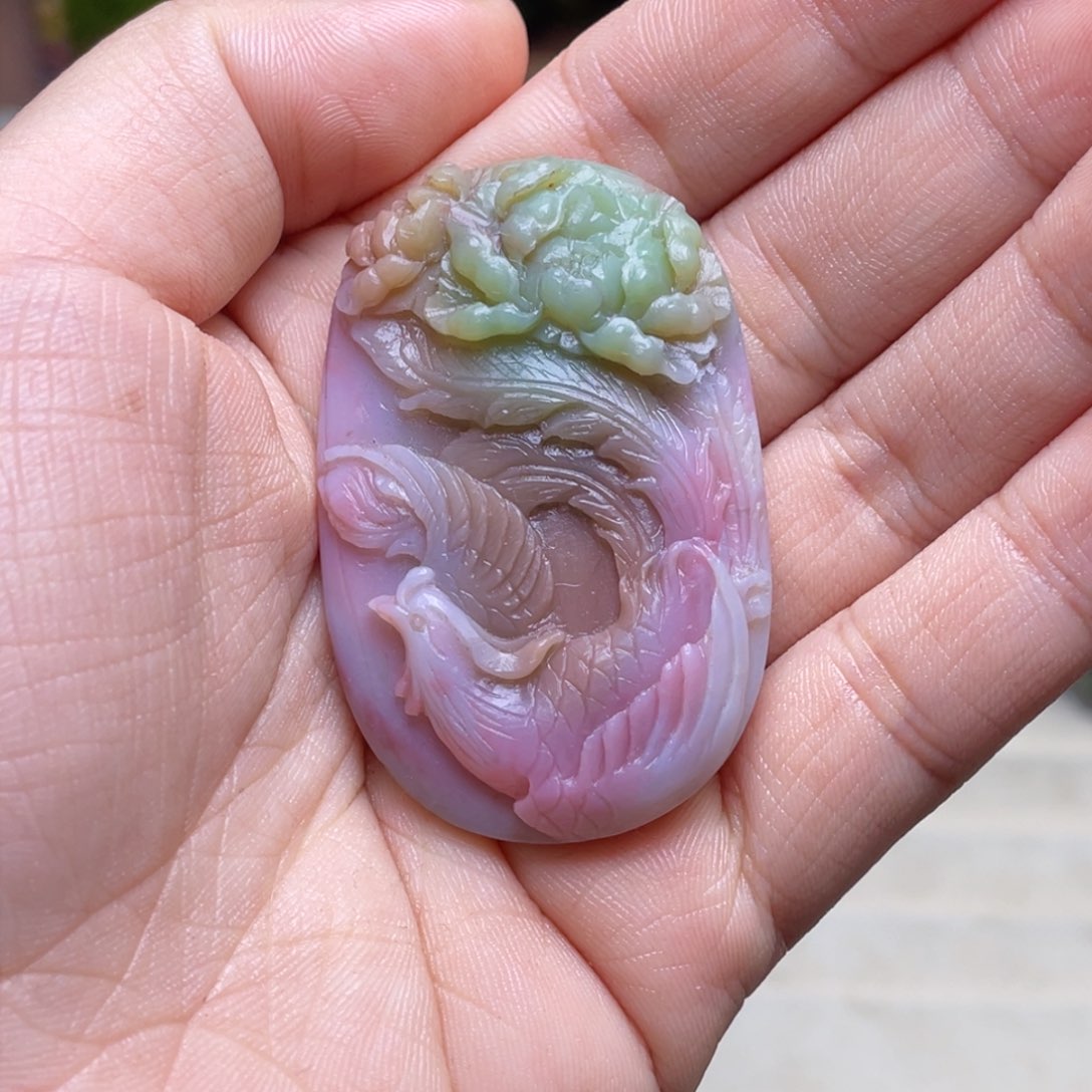 玛瑙/玉髓珠宝半成品未镶嵌盐源玛瑙凤凰牡丹