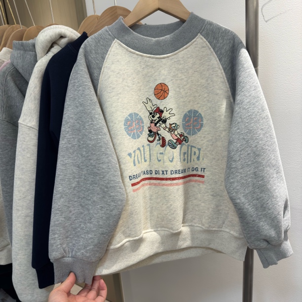 【厚绒】中童卡通印花加绒加厚保暖套头卫衣