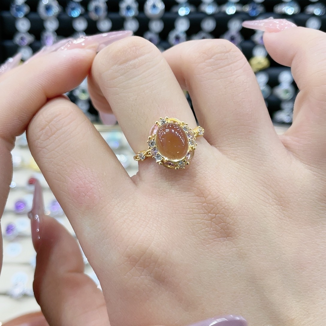 黄晶戒指银S925镶嵌戒指