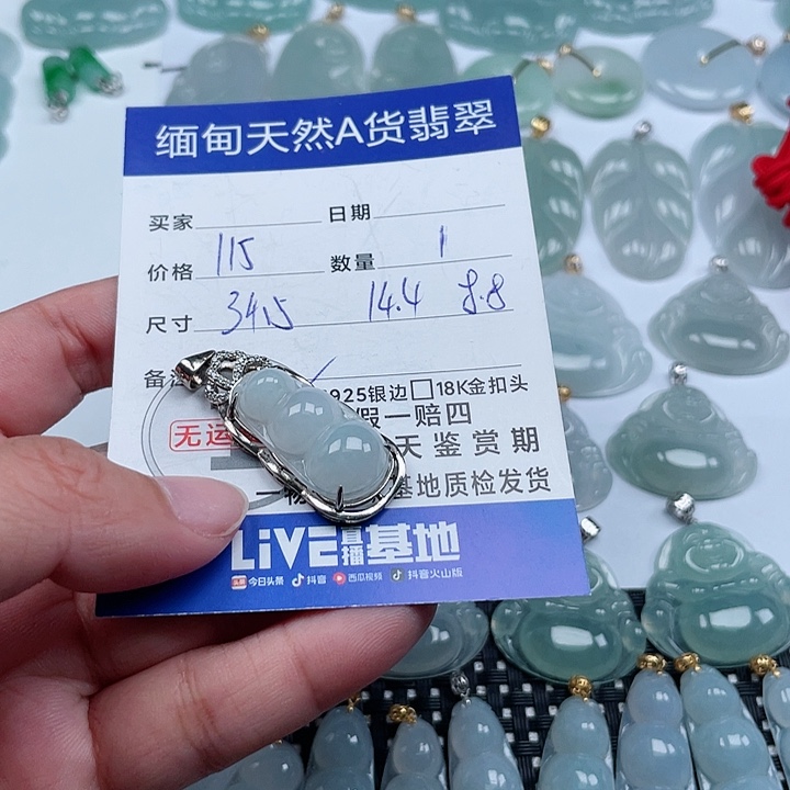 翡翠颈饰银S925镶嵌天然翡翠吊坠