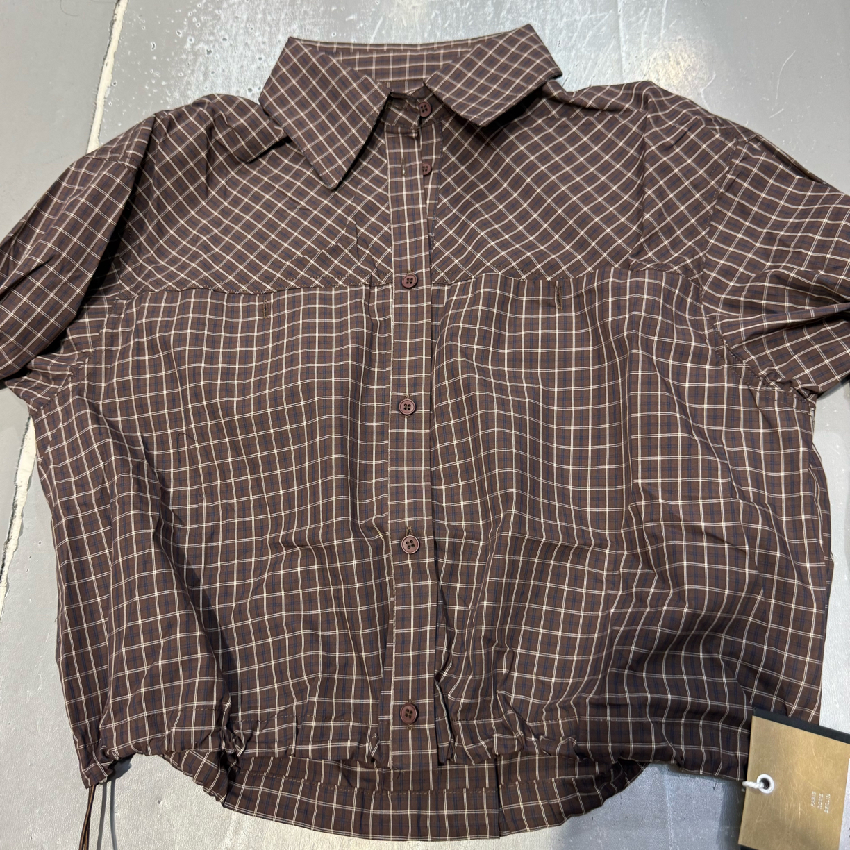 【C度笑笑力推】25192新品时尚小众美学系列短款格子衬衫