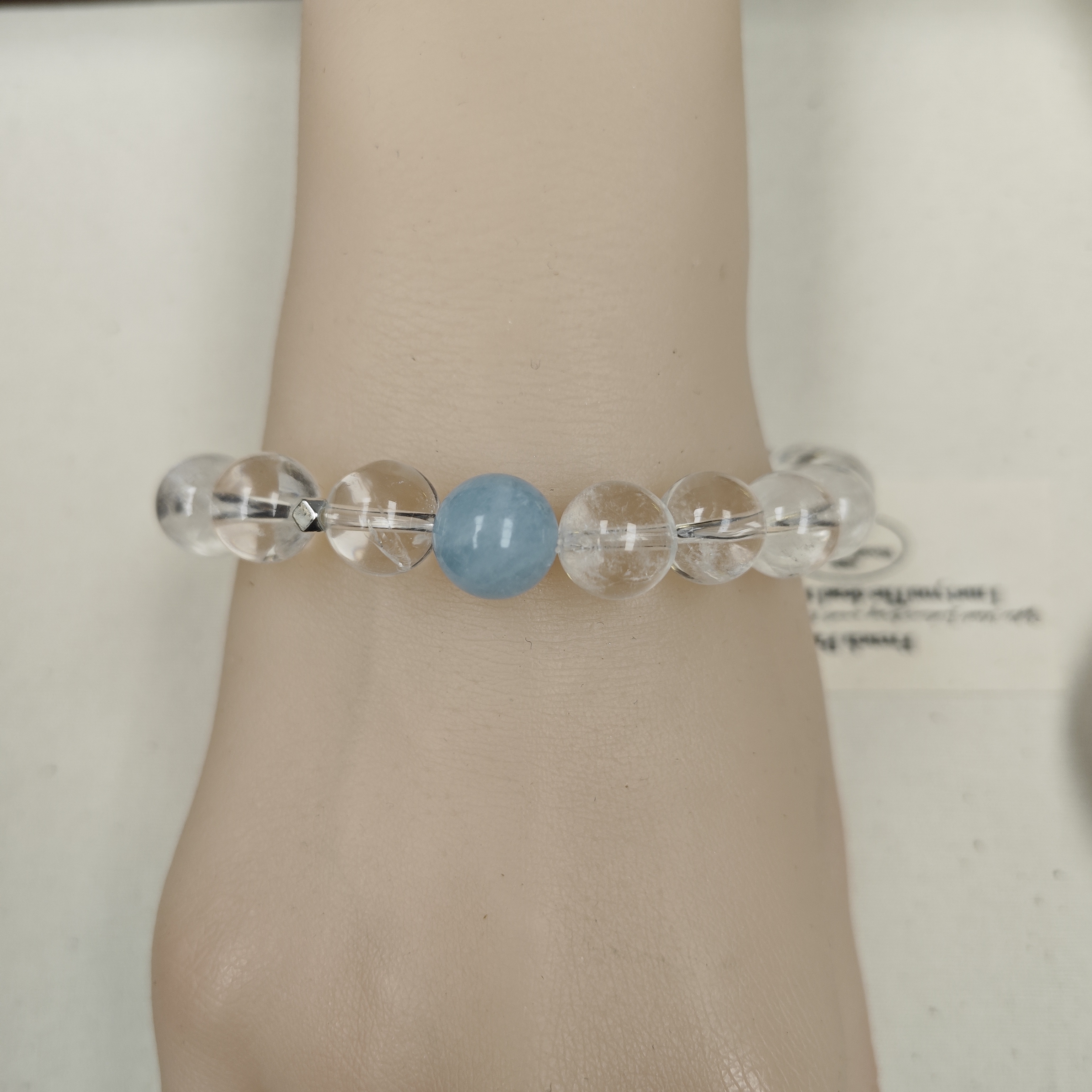 8mm（明星同款）天然白水晶+海蓝水晶手串