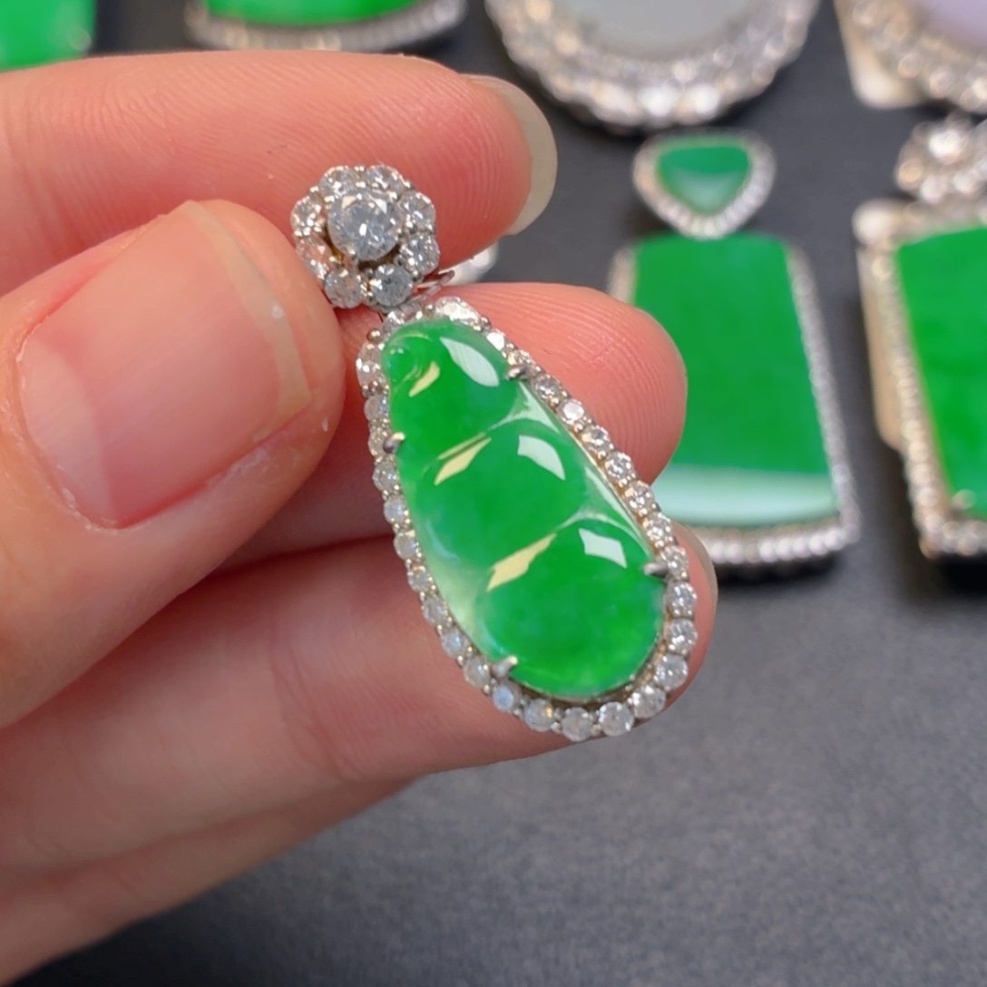 翡翠银S925镶嵌吊坠(不含链)