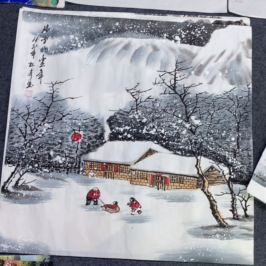 国画尺寸68✖️68手绘斗方画画