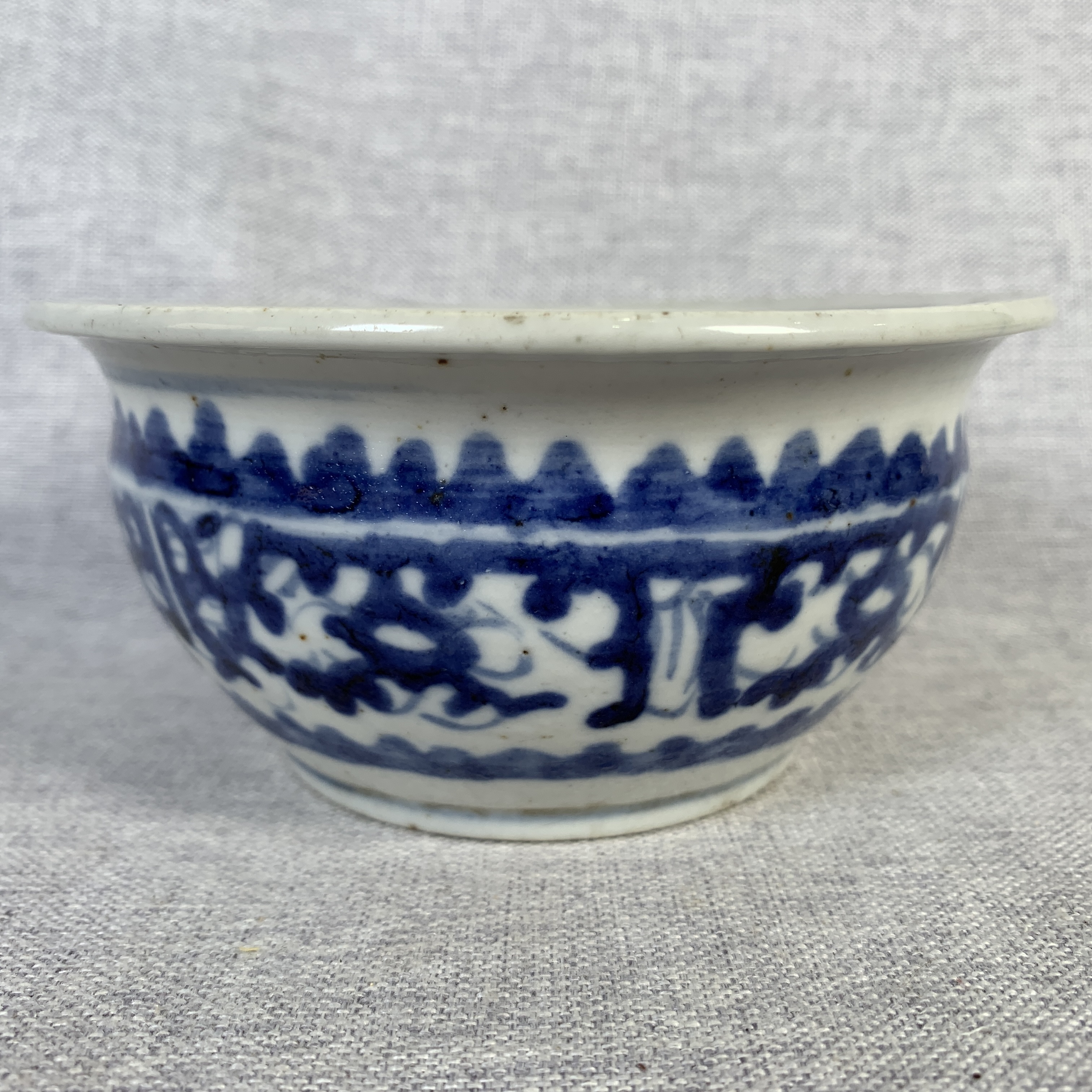 清代青花夔龙纹香炉古瓷器真品国营镇江市文物商店库出3068379