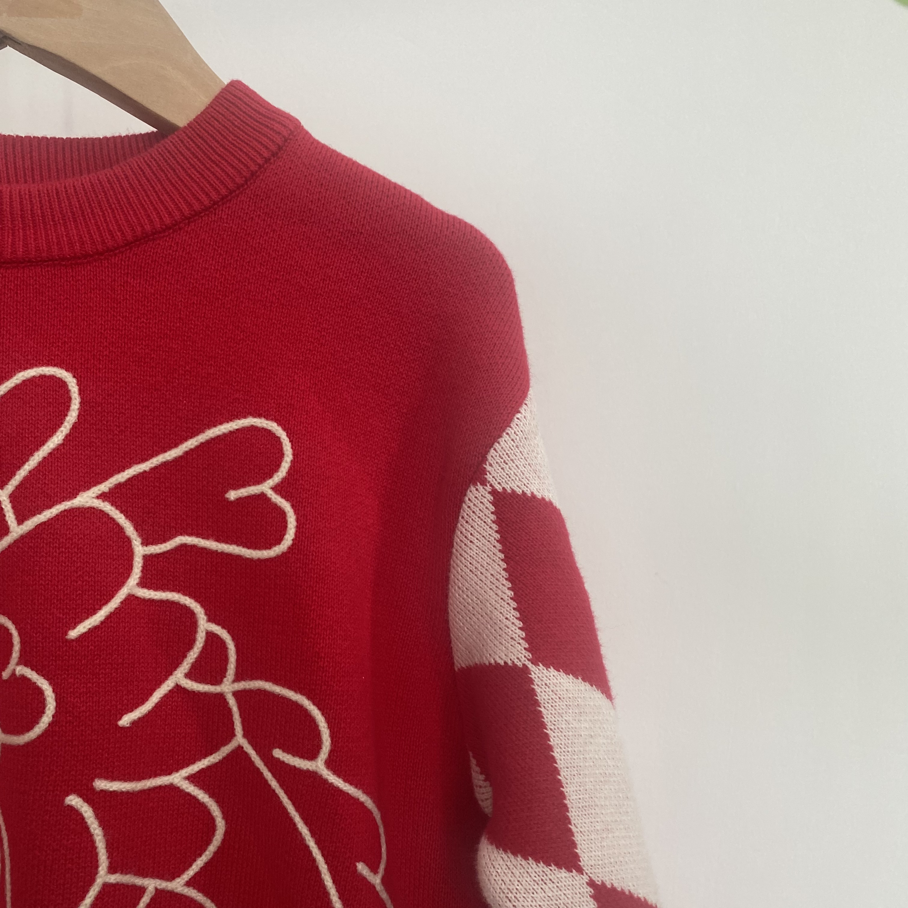 2-351-红色儿童卡通龙圆领针织毛衣